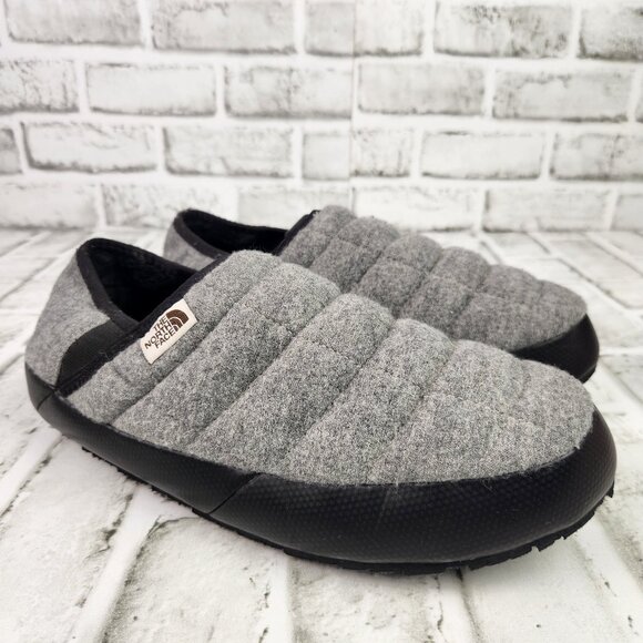 The North Face ThermoBall Men's Sz 8 Gray Traction Mules V Faux Fur Winter Shoes - Picture 1 of 10